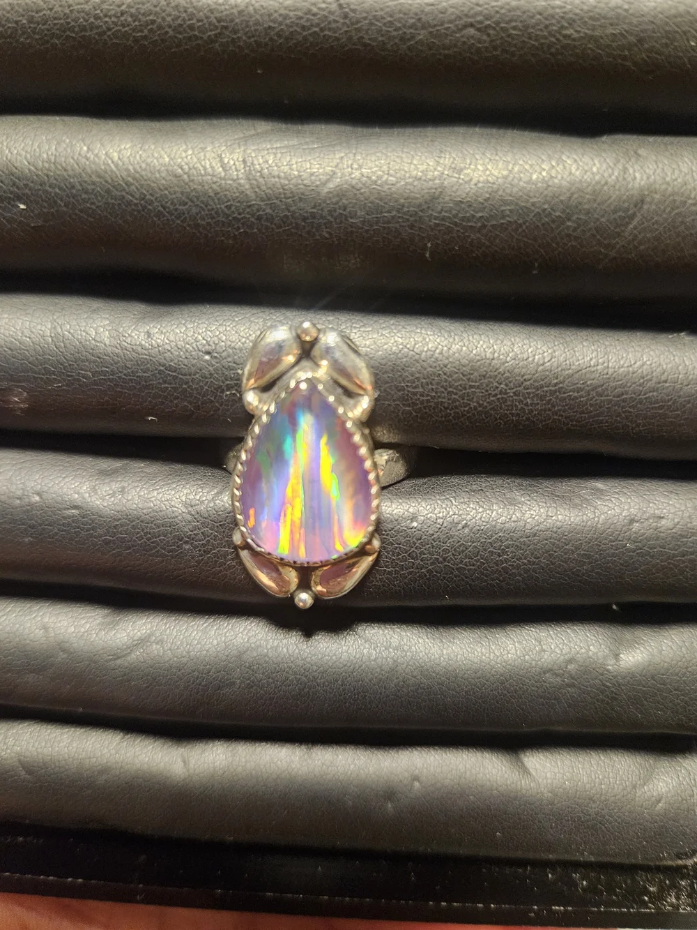 Sterling Silver Opal Teardrop Ring